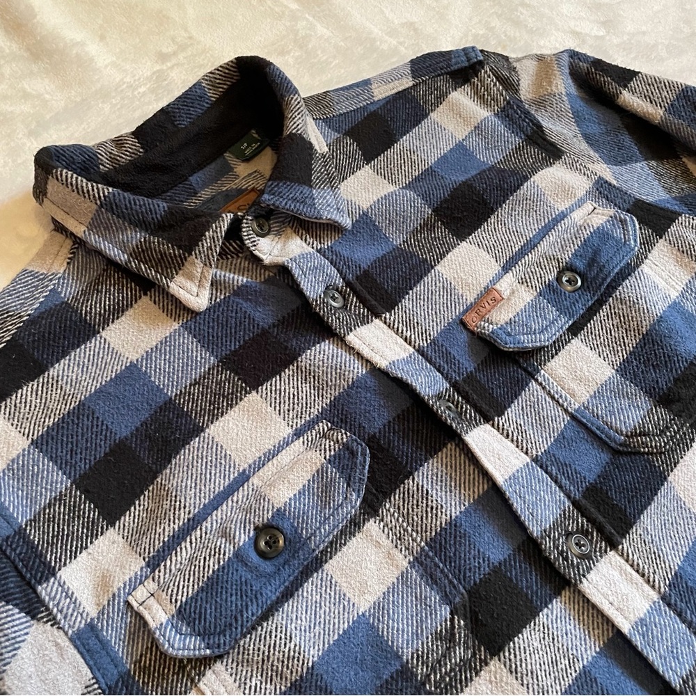 Orvis Sz S Heavy Flannel Shirt Jacket Camp Shacket 4 Pockects 100% Cotton